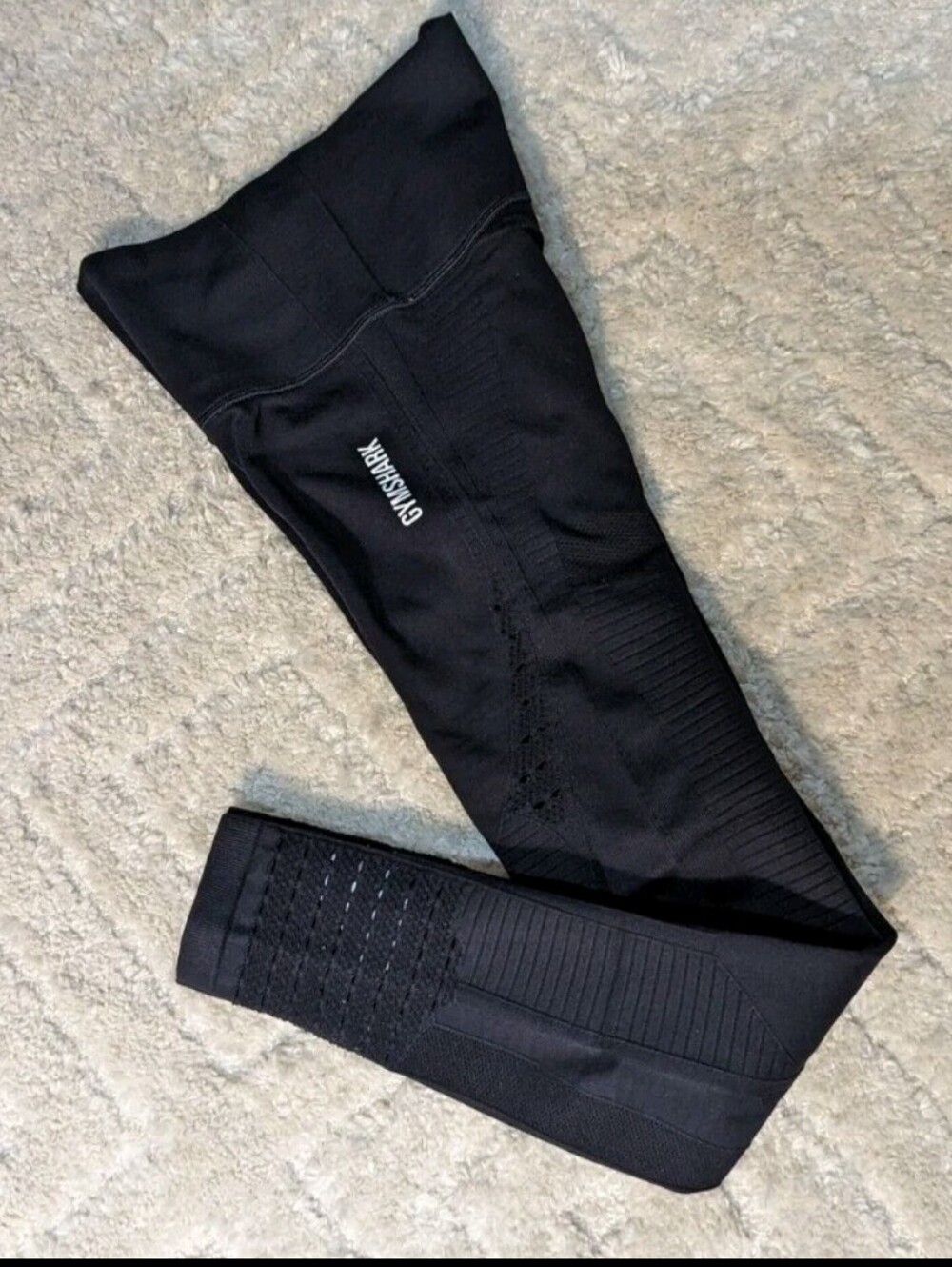 Gymshark Black Leggings with Lace-Like Accent Full Length Seamless, Small